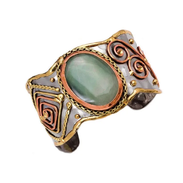 Janya Mixed Metal Cuff w/ Semi Precious Stone