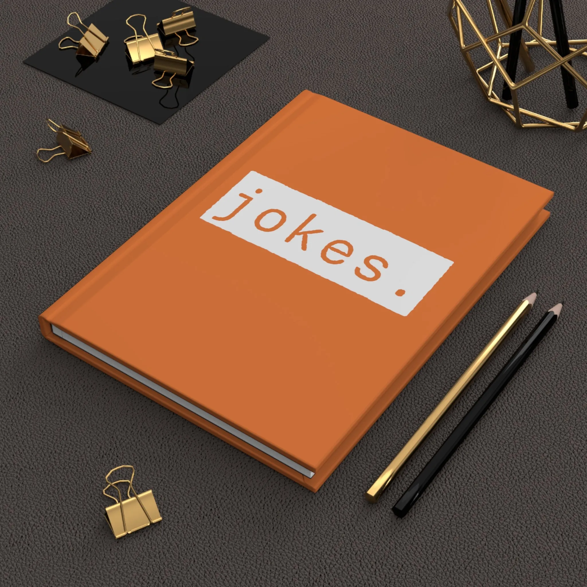 Jokes Orange Matte Hardcover Journal | Blank Book for Notes | Lined Notebook Diary Funny Idea Log