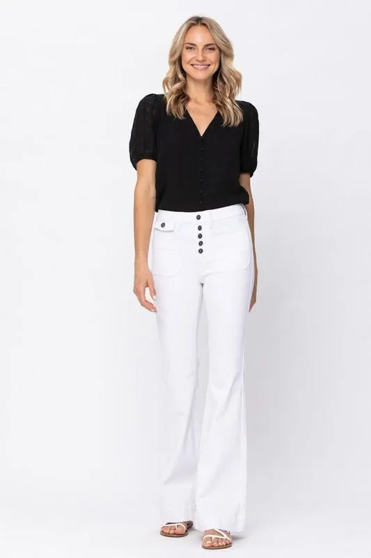 Judy Blue White Pocket Flares