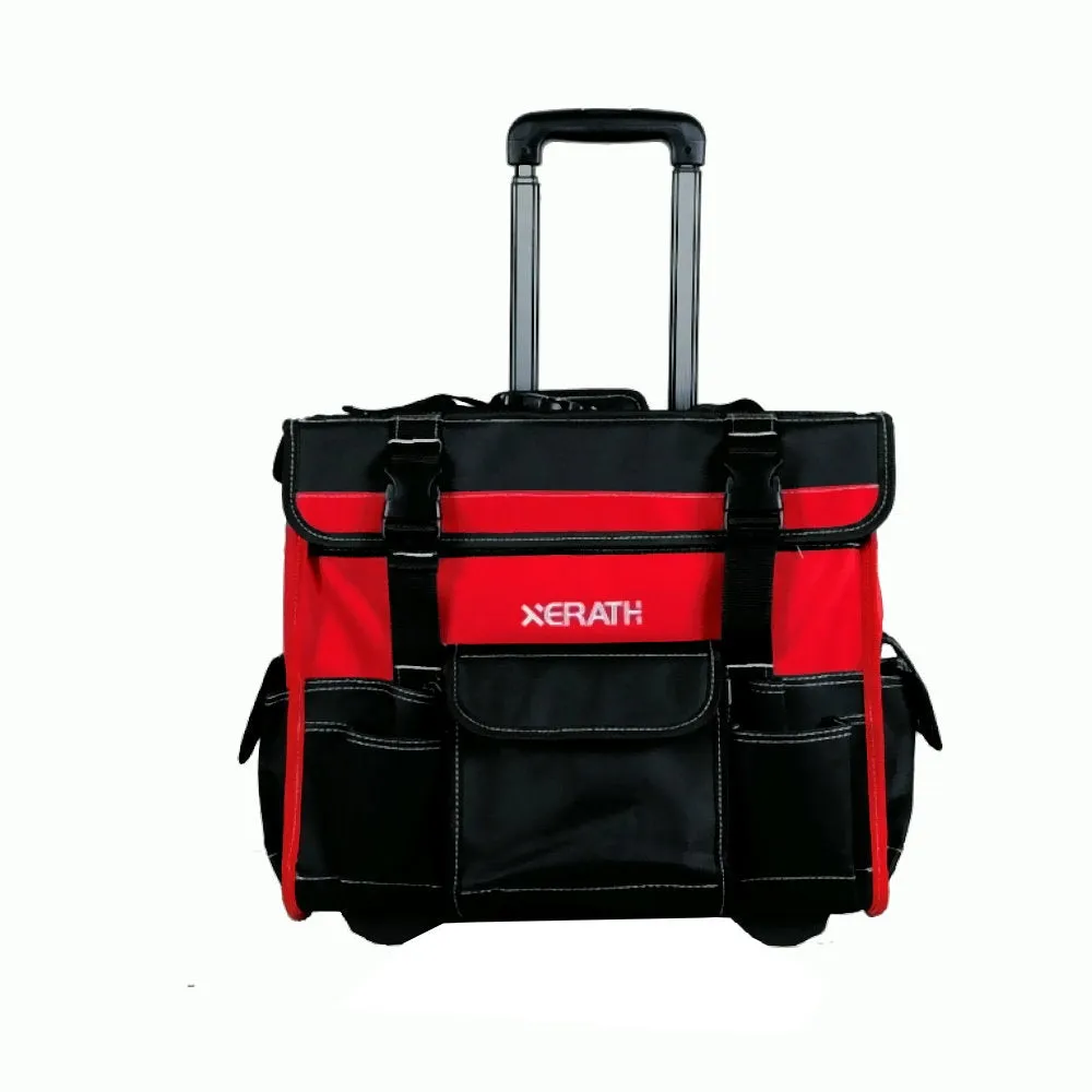 KAPAS 18 inch Quality Rolling Tool Bag with Handle, Strengthen Load Bearing, Silent Pulley, Multiple Pockets, Suitable for Electricians, Handymen, Larger Capacity Tool Bag