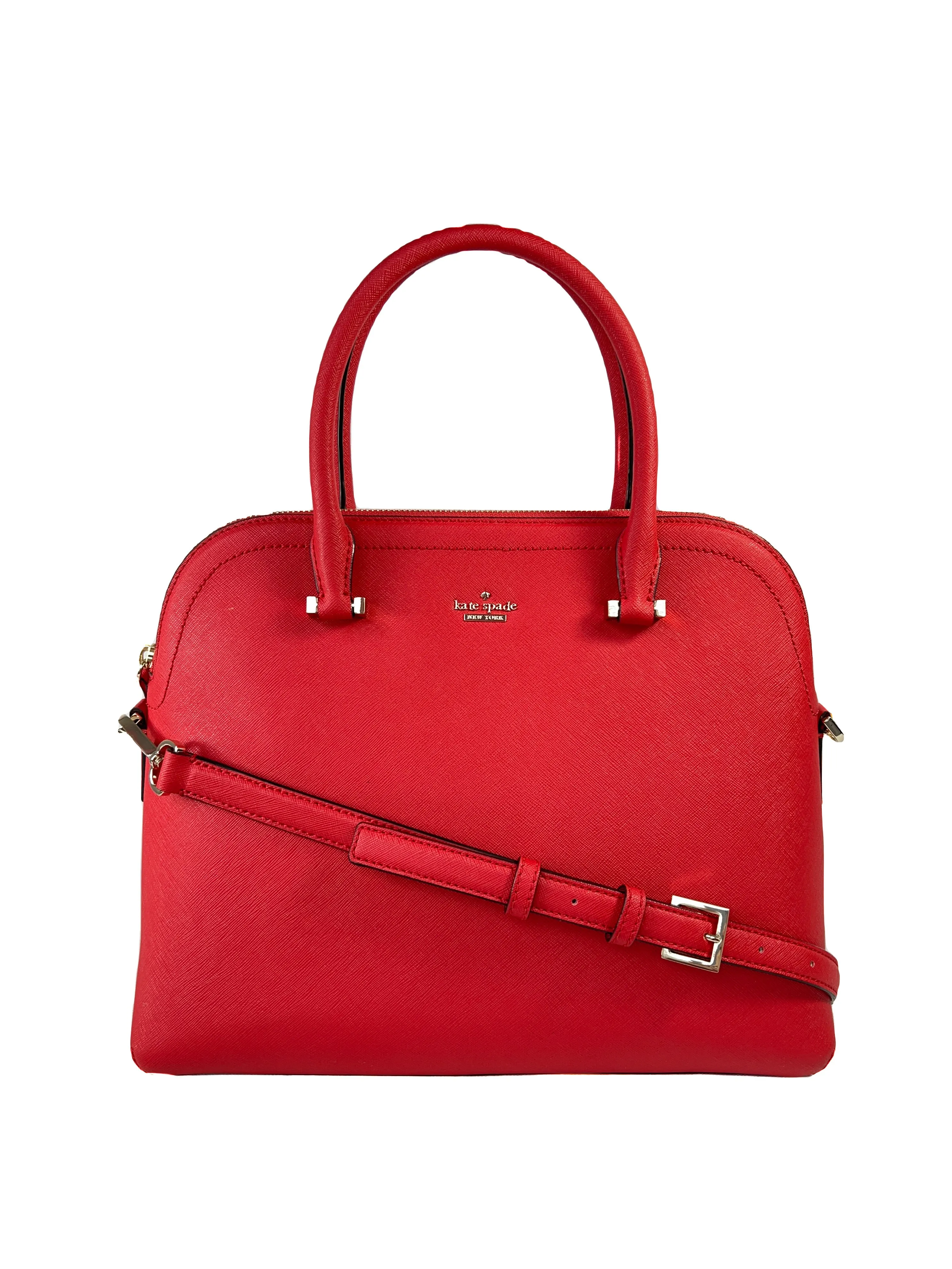 Kate Spade red leather domed satchel