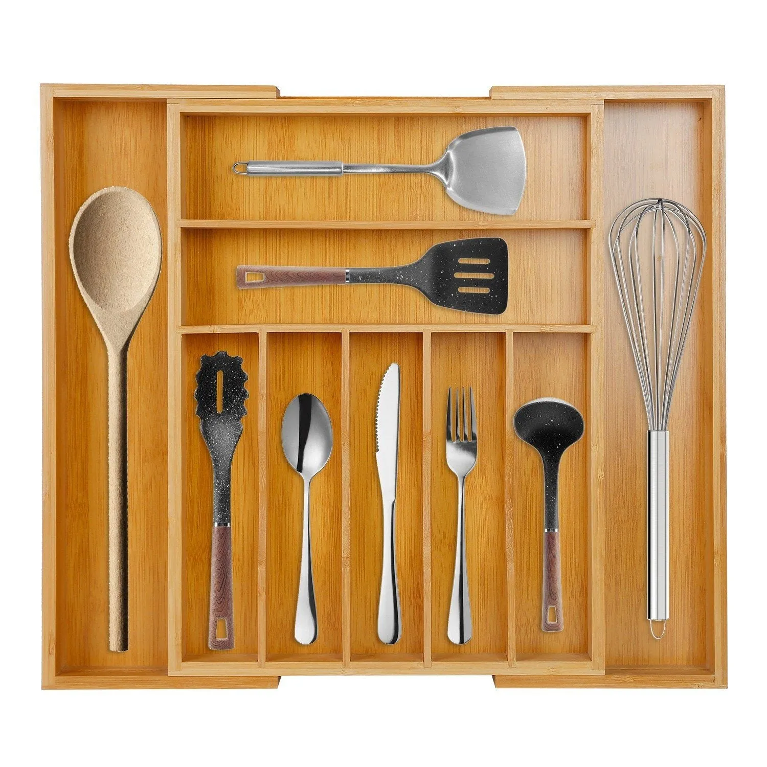 Kitchen Bamboo Expandable Cutlery Utensil Drawer Organizer