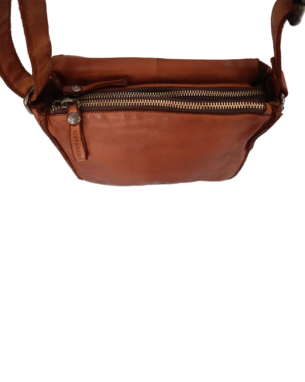 Kompanero Harlen Cognac Leather Shoulder/Crossbody Bag