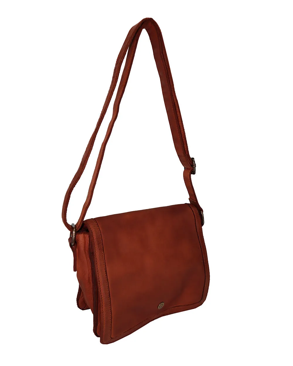 Kompanero Harlen Cognac Leather Shoulder/Crossbody Bag