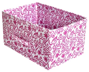 Kuber Industries Fabric Leaf Print Flodable Storage Box|Drawer Storage And Cloth Organizer|Storage Box For Toys|Storage Box Gor Clothes (Pink)-Kubmart16004