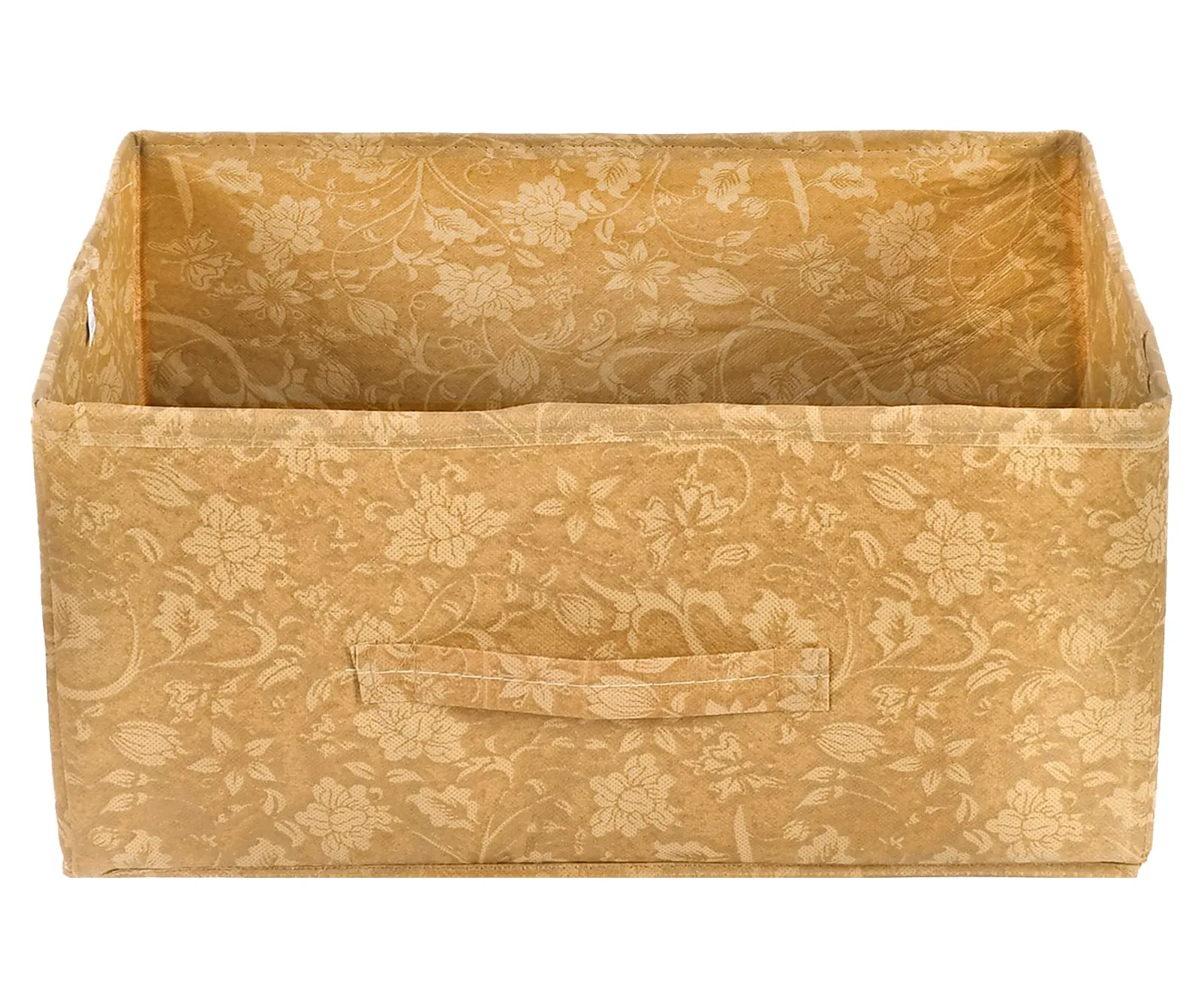 Kuber Industries Metallic Flower Printed Rectangular Flodable Storage Box|Drawer Storage and Cloth Organizer|Storage Box For Toys|Storage Box Gor Clothes (Brown)-HS43KUBMART2632042 x 29 x 23 CM