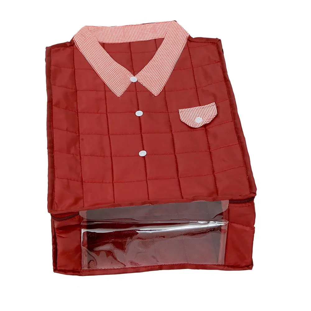 Kuber Industries Shirts and Clothing Organizer With Clear Window- Pack of 2 (Maroon)-HS_38_KUBMART21198