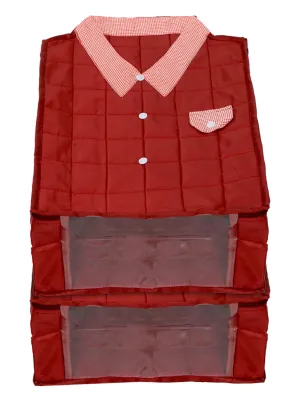 Kuber Industries Shirts and Clothing Organizer With Clear Window- Pack of 2 (Maroon)-HS_38_KUBMART21198