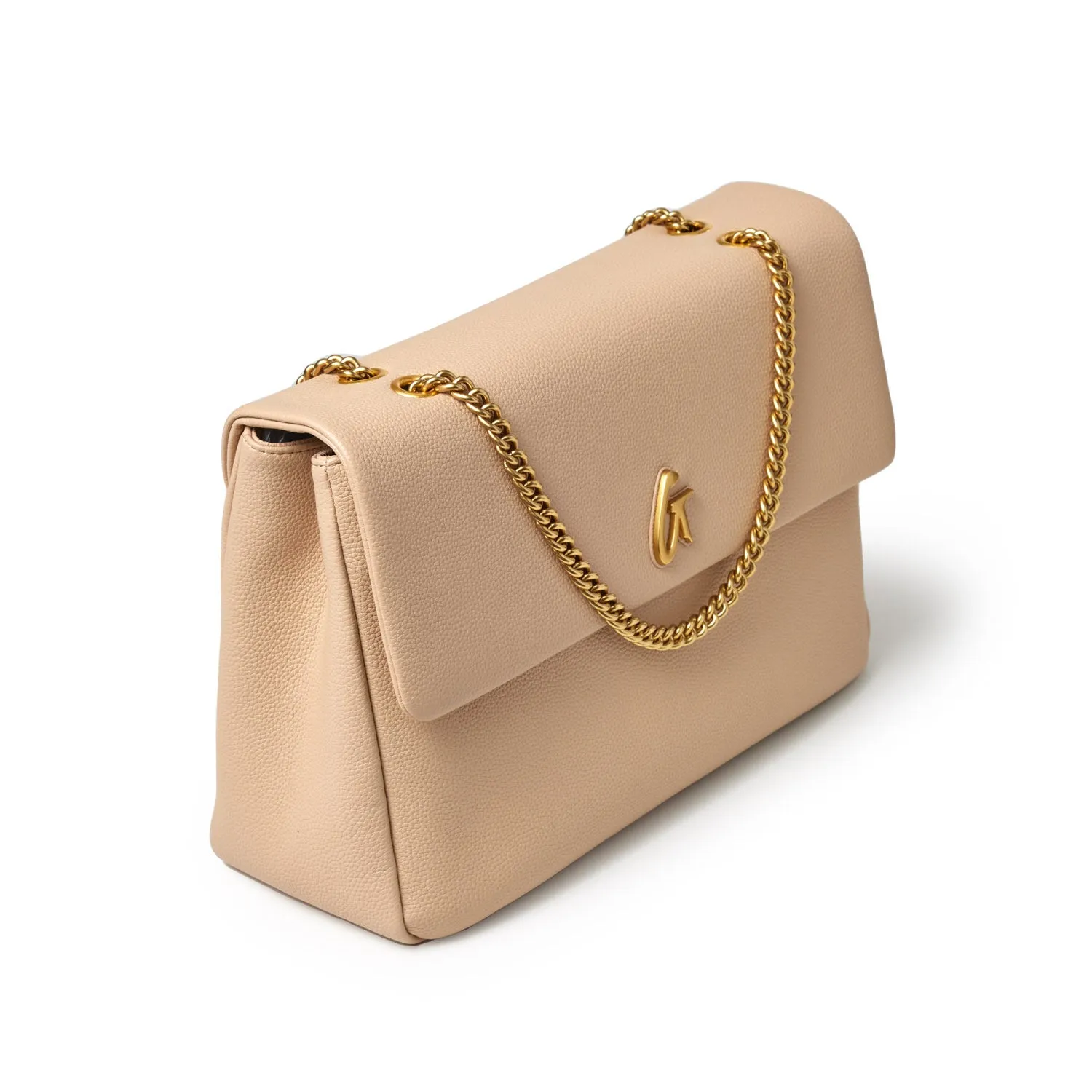 LARGE PEBBLE FLAP BAG - NUDE