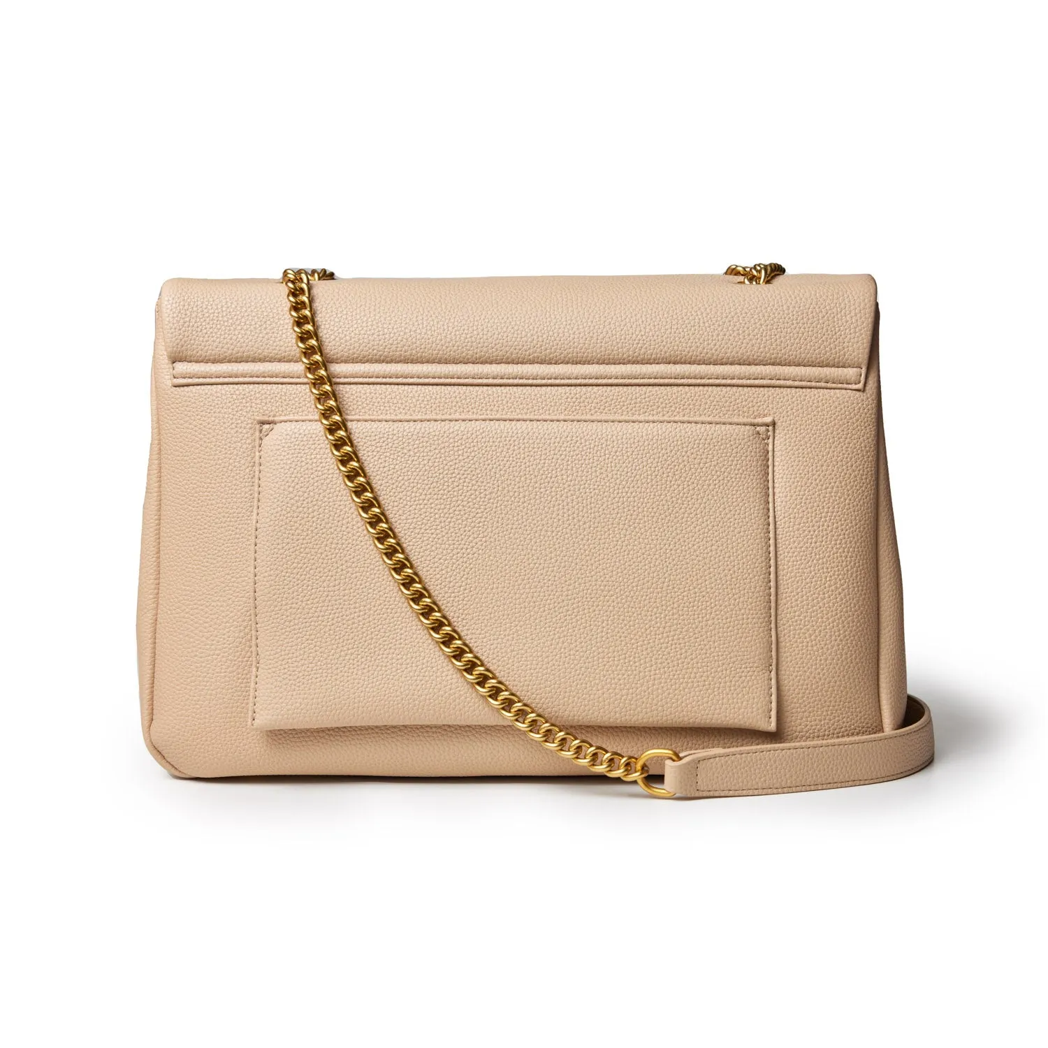 LARGE PEBBLE FLAP BAG - NUDE