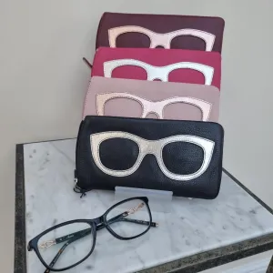 Leather Eyeglass Case with Glass Frame Print