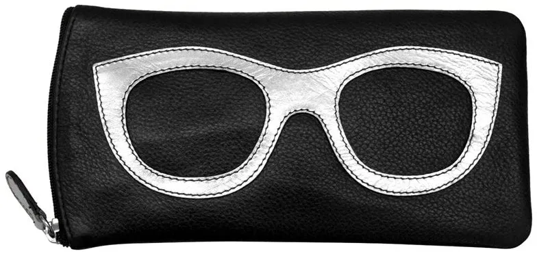 Leather Eyeglass Case with Glass Frame Print