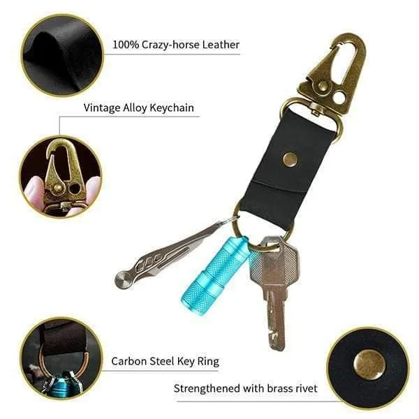 Leather Keychain with Belt Loop Clip PJ18