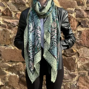 Leaves Pattern Scarf - Green