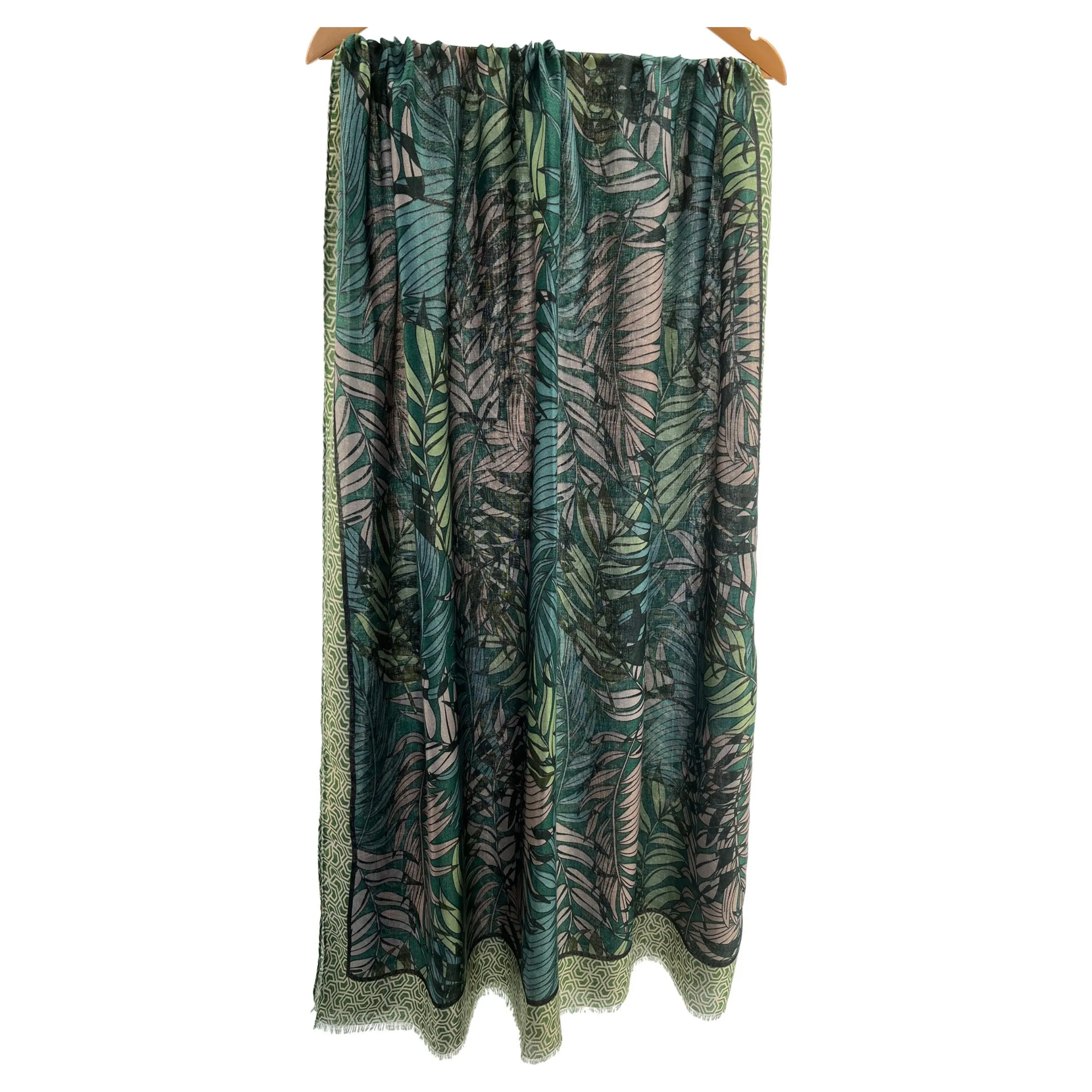 Leaves Pattern Scarf - Green