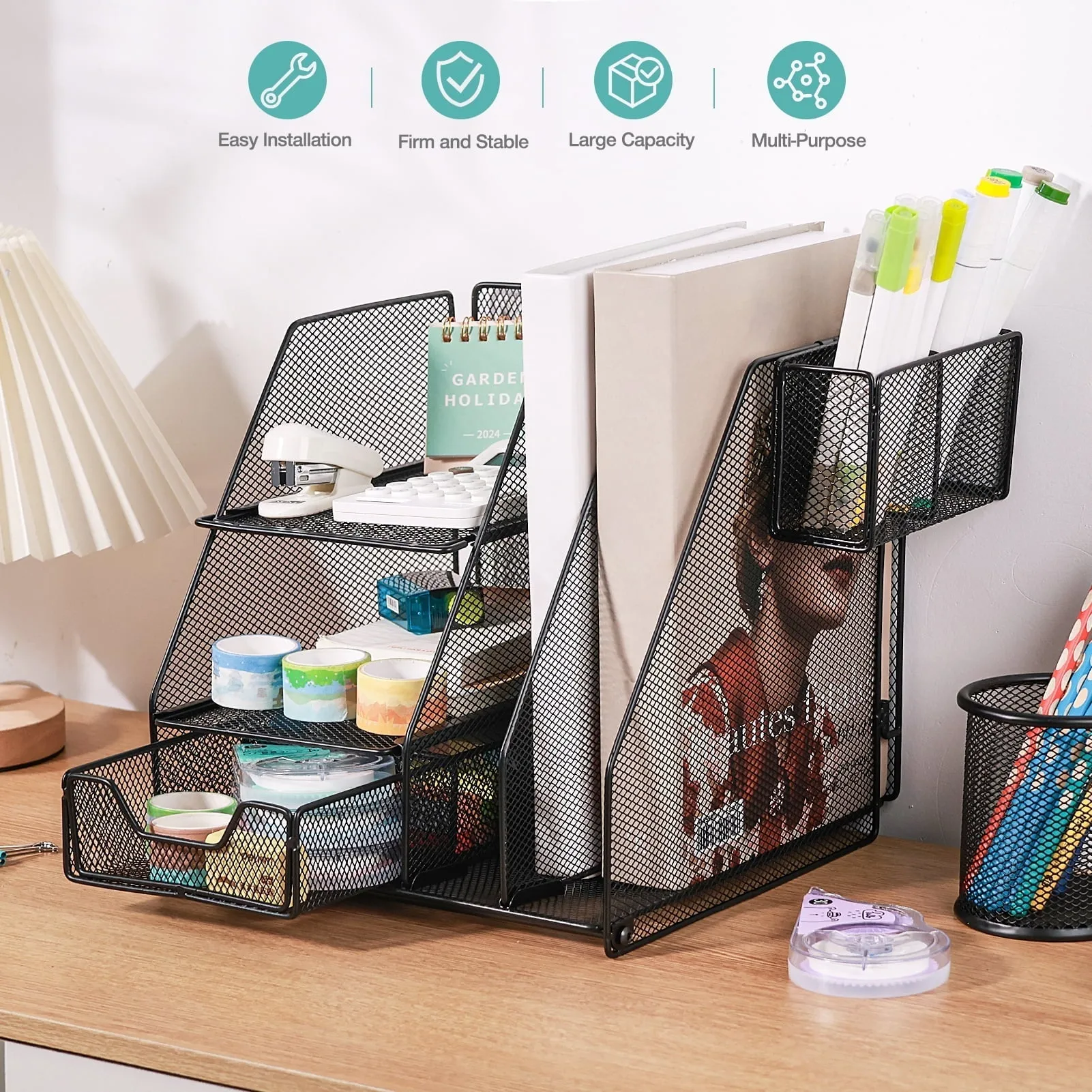 Livhil Desk Organizer Sets and Storage Office Accessories, File Organizer for Desktop Drawer Organizer | Black