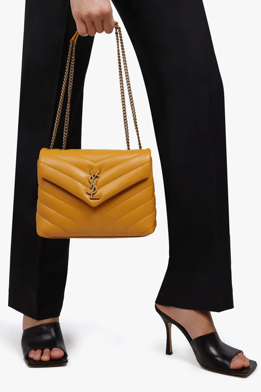 LOULOU SMALL FLAP BAG CHEDDAR/GOLD