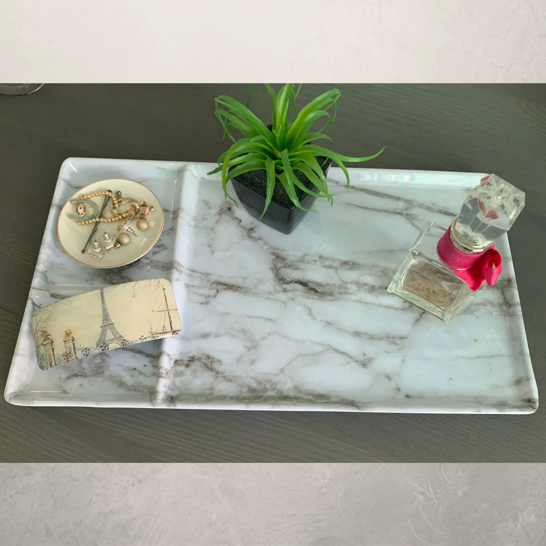 Melamine Marble Tray Desk Organizer