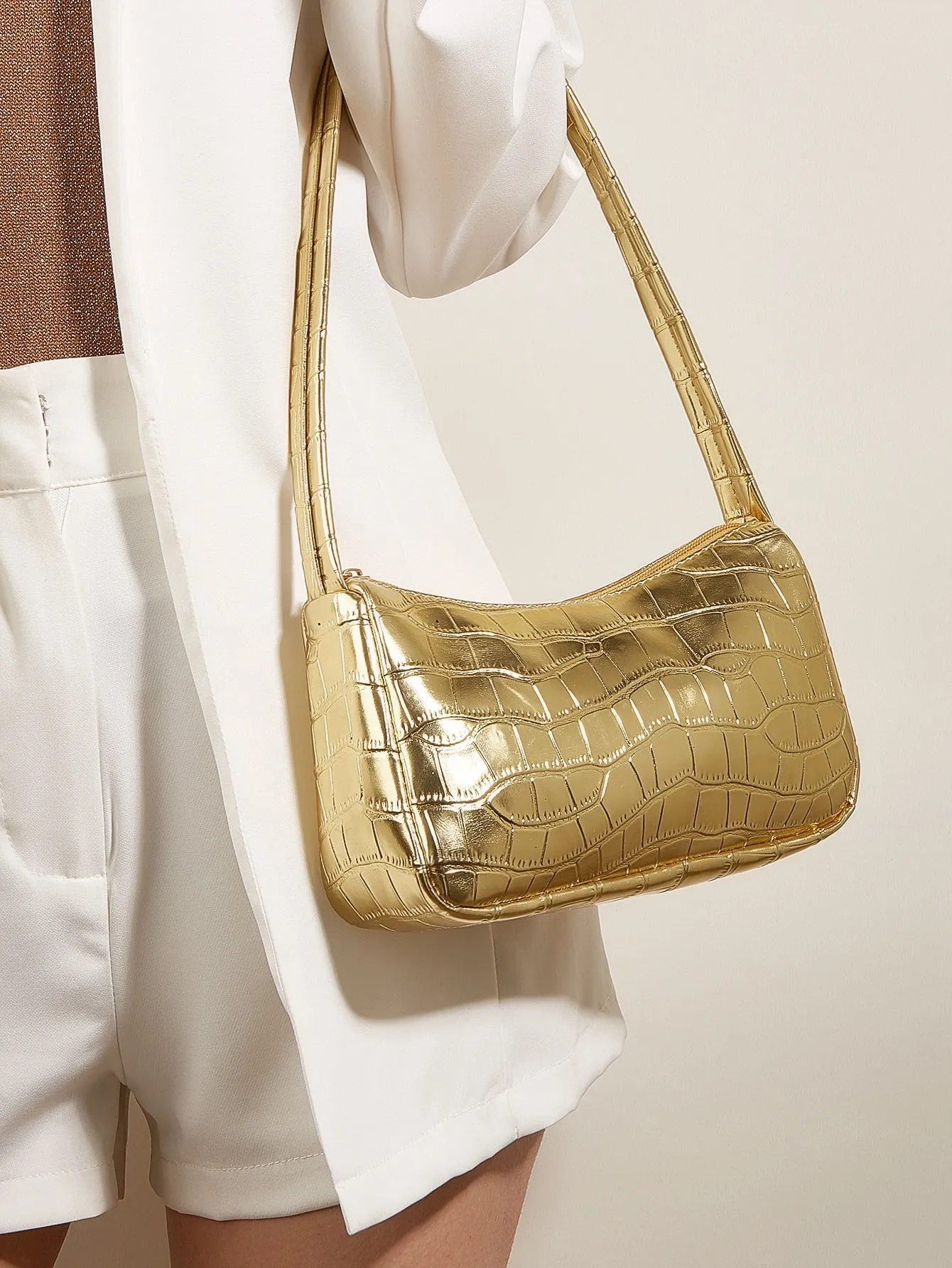 Mini Metallic Crocodile Embossed Bag