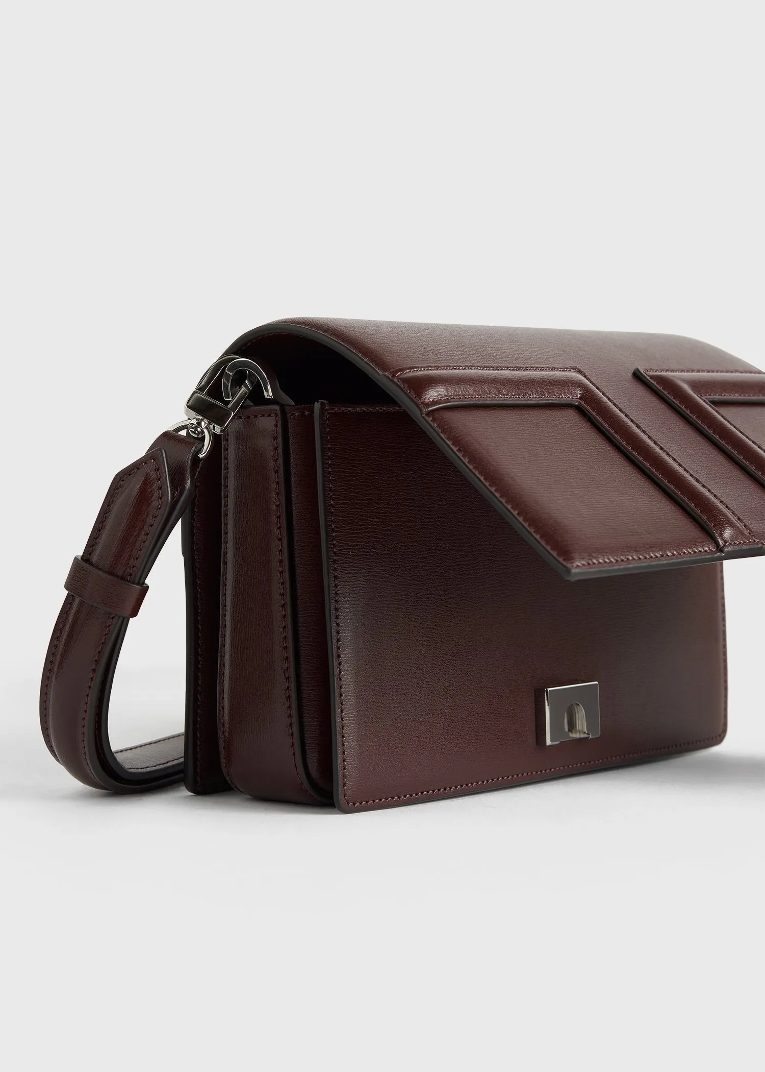 Mini T-flap leather bag bordeaux