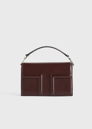 Mini T-flap leather bag bordeaux