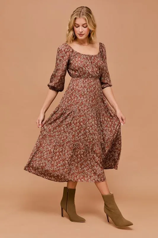 Mocha Ditsy Dress