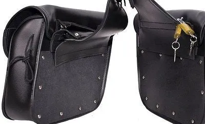 MOTORCYCLE WATERPROOF 2 PC PVC SADDLEBAG WITH CONCHOS WITH QUICK RELEASE