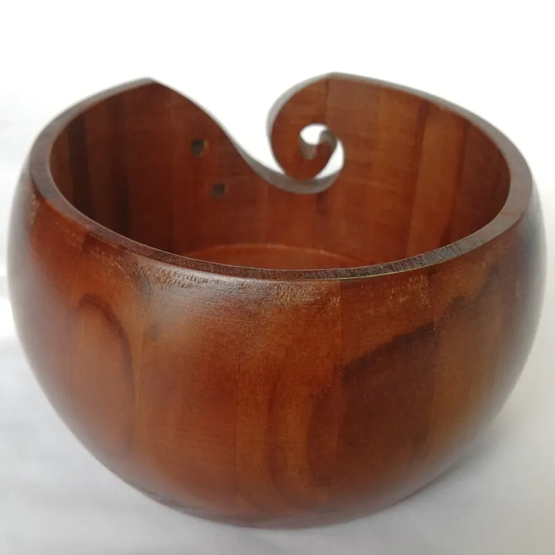 Natural Wooden Yarn Storage Bowl