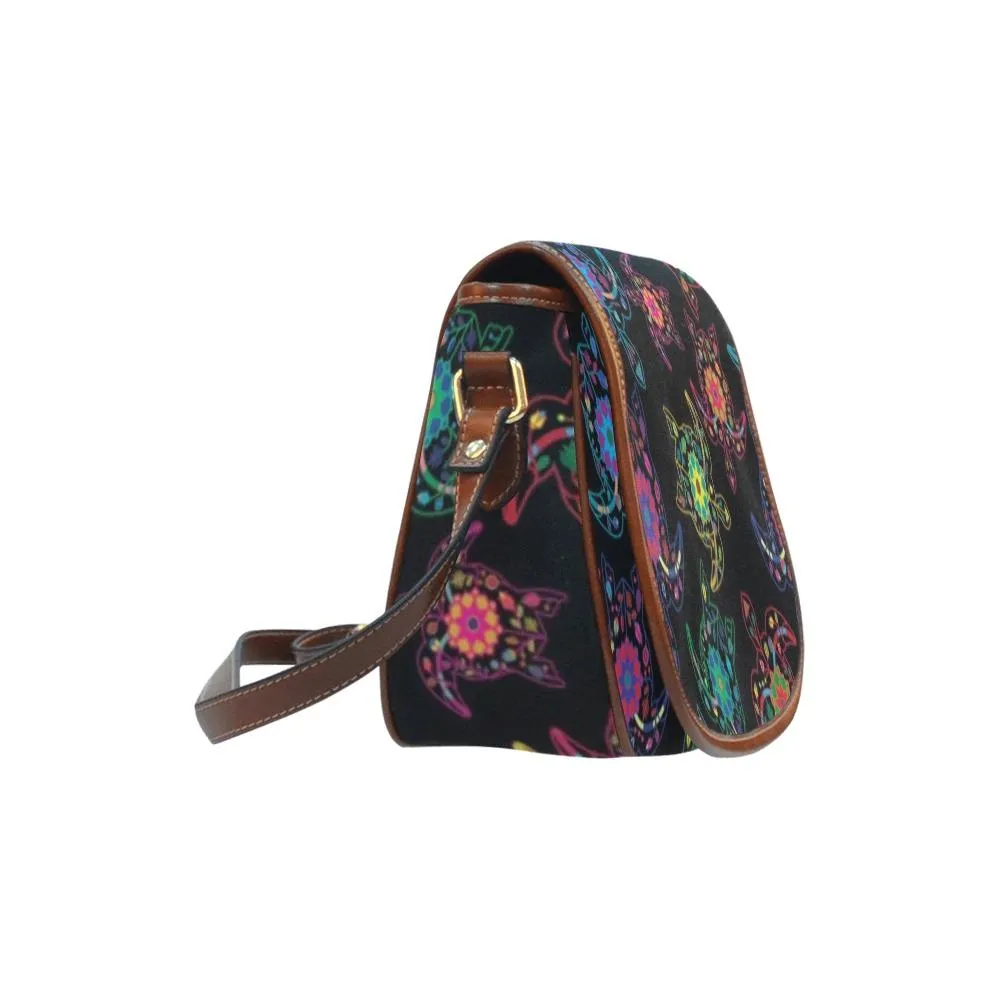 Neon Floral Turtles Saddle Bag/Large