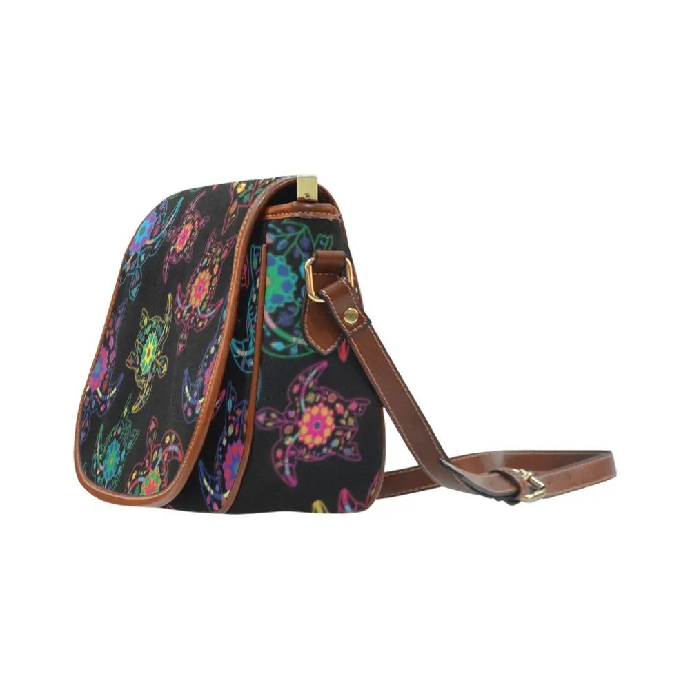 Neon Floral Turtles Saddle Bag/Large