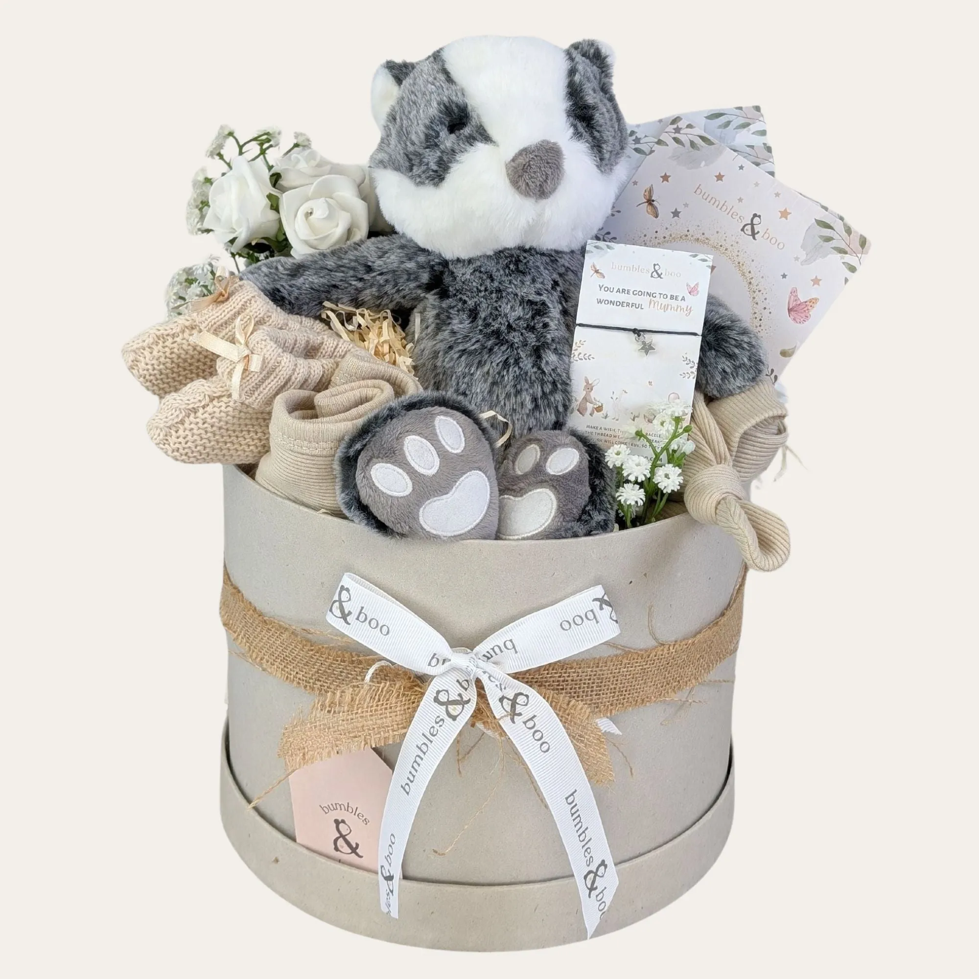 New Baby Gifts Box Love to Hug "Bobbie Badger" Cuddles