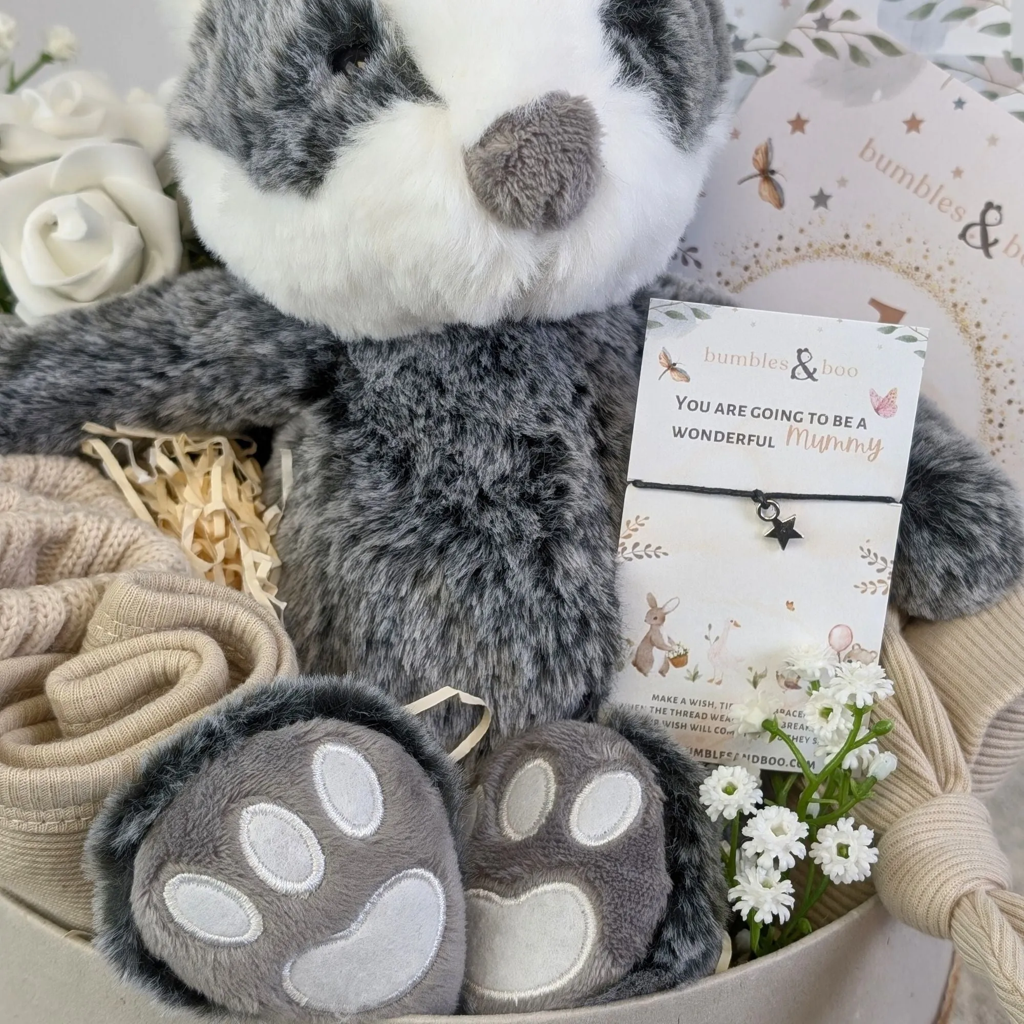 New Baby Gifts Box Love to Hug "Bobbie Badger" Cuddles