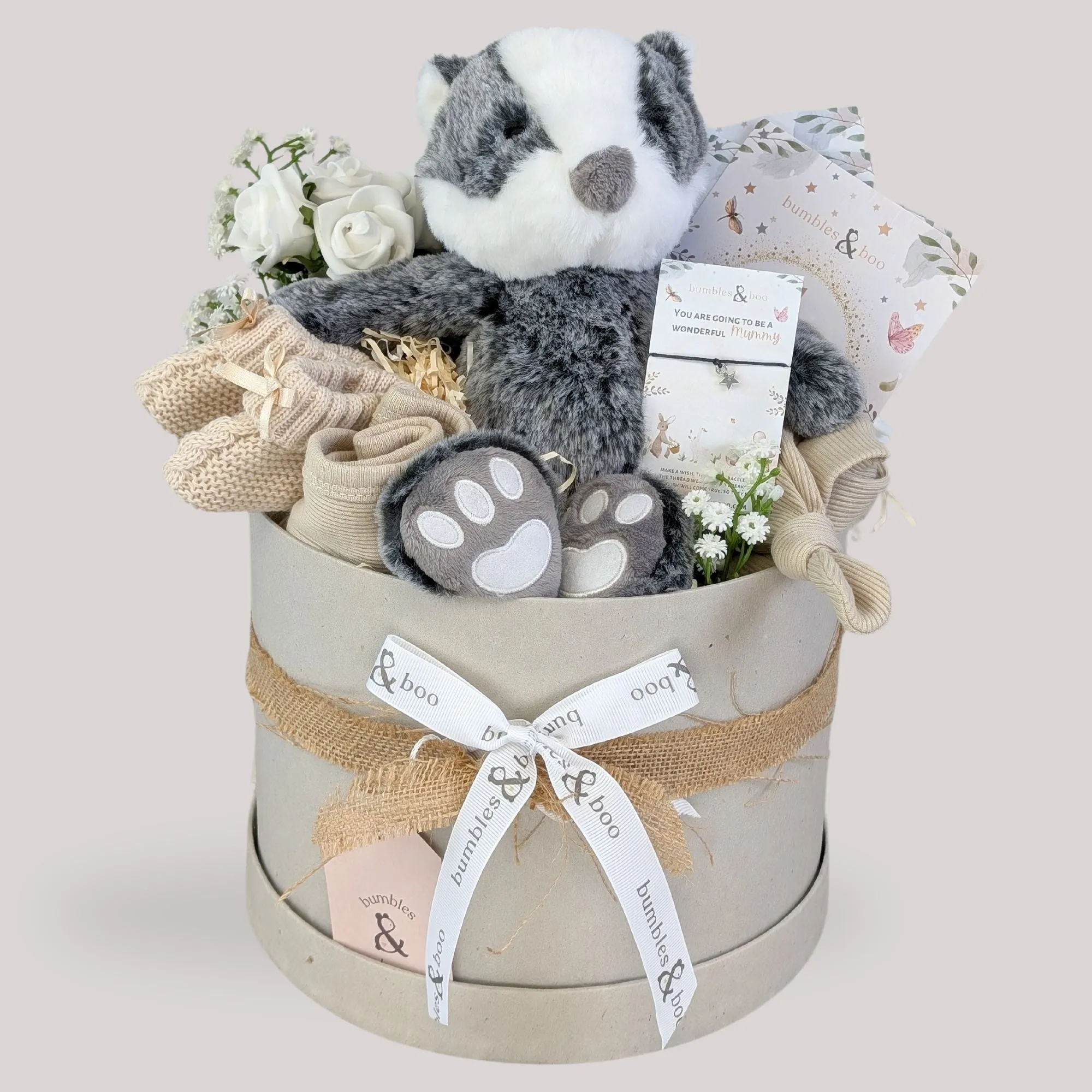 New Baby Gifts Box Love to Hug "Bobbie Badger" Cuddles