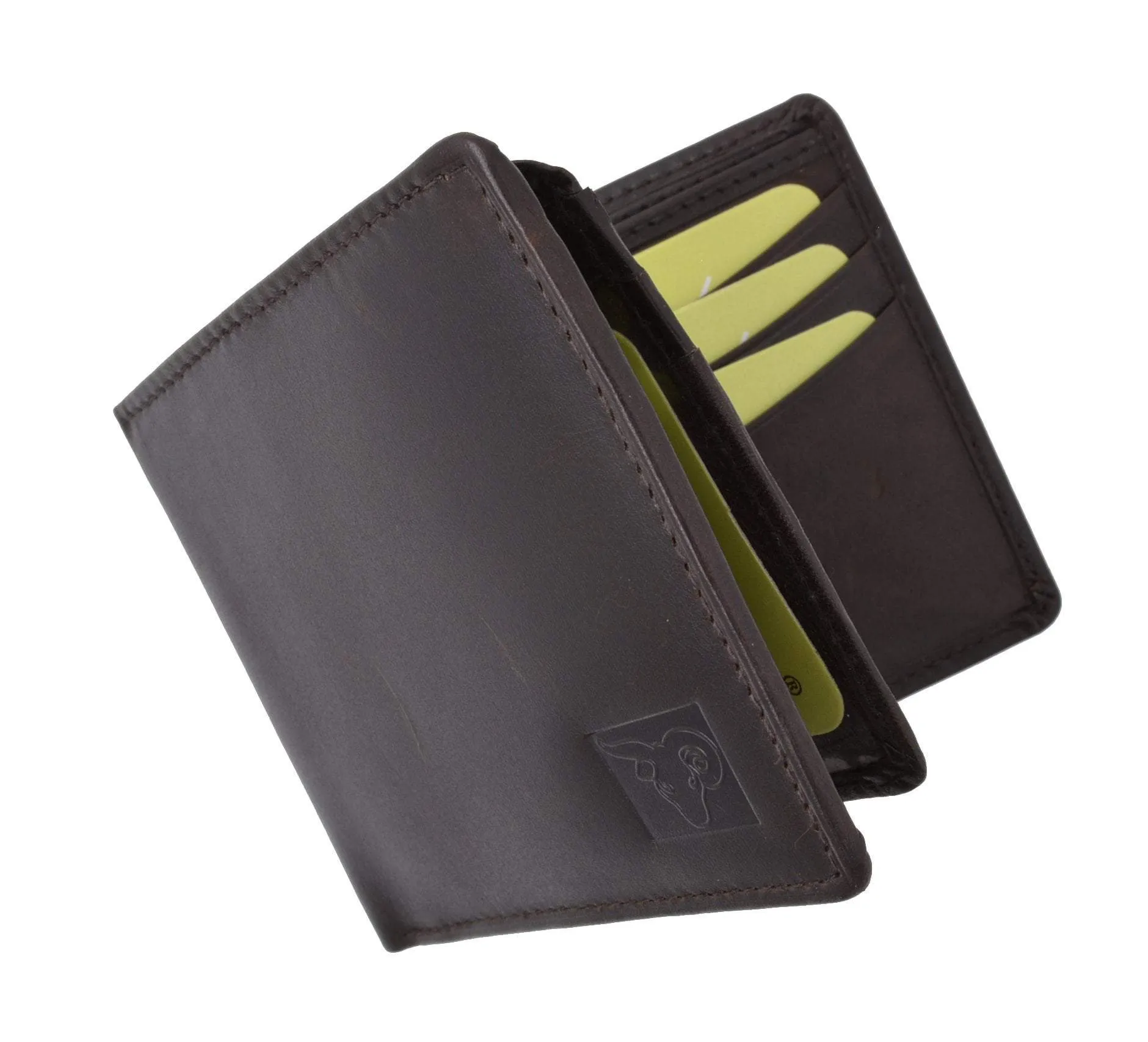 New Cavelio High Quality Mens Genuine Leather Flap Up ID Card Holder Bifold Wallet 730053 (C)