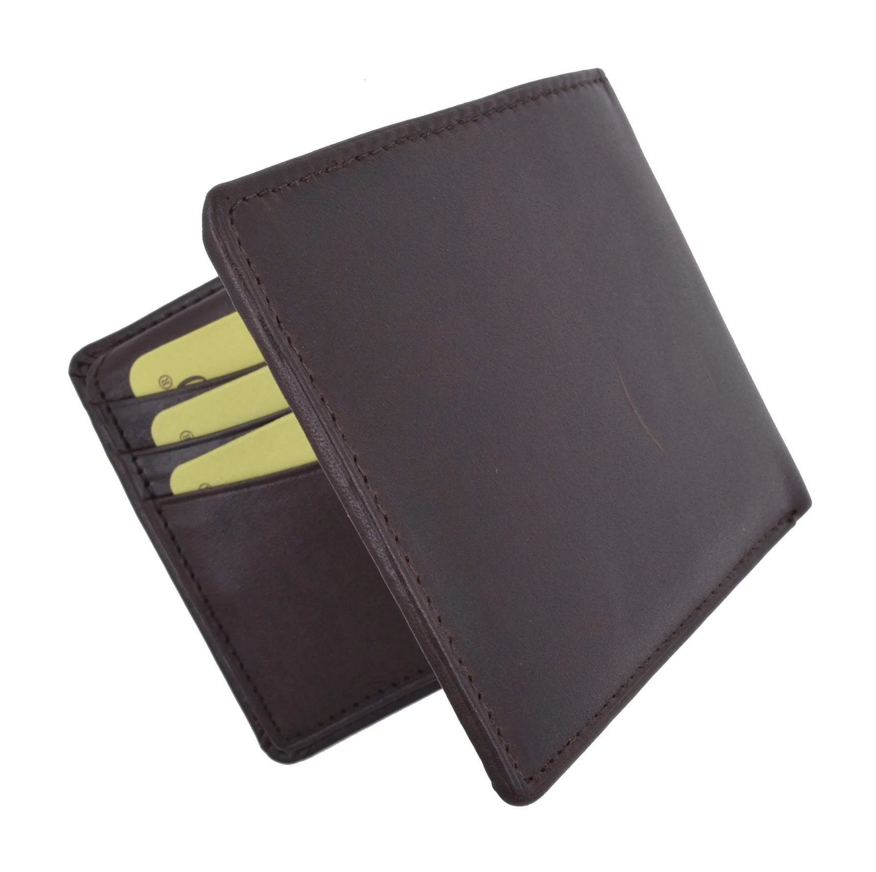 New Cavelio High Quality Mens Genuine Leather Flap Up ID Card Holder Bifold Wallet 730053 (C)