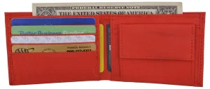 New Red Slim Compact Kids Nylon Bifold Boys Wallet with Coin Pouch