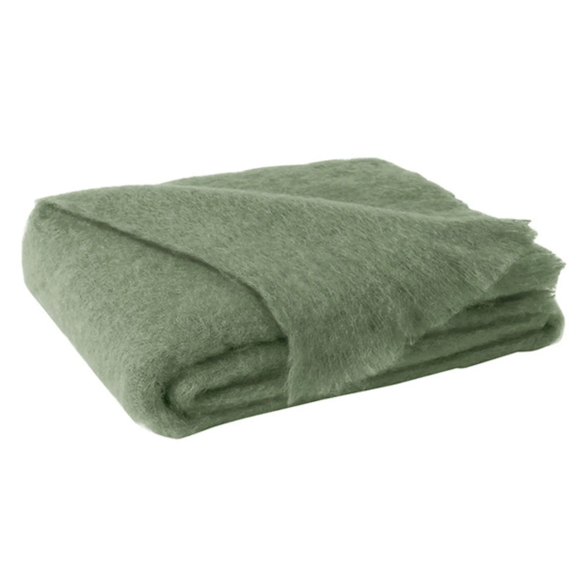 Olive Brushed Mohair Throw