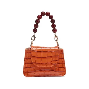 Orange Vegan Croc Horra Bag