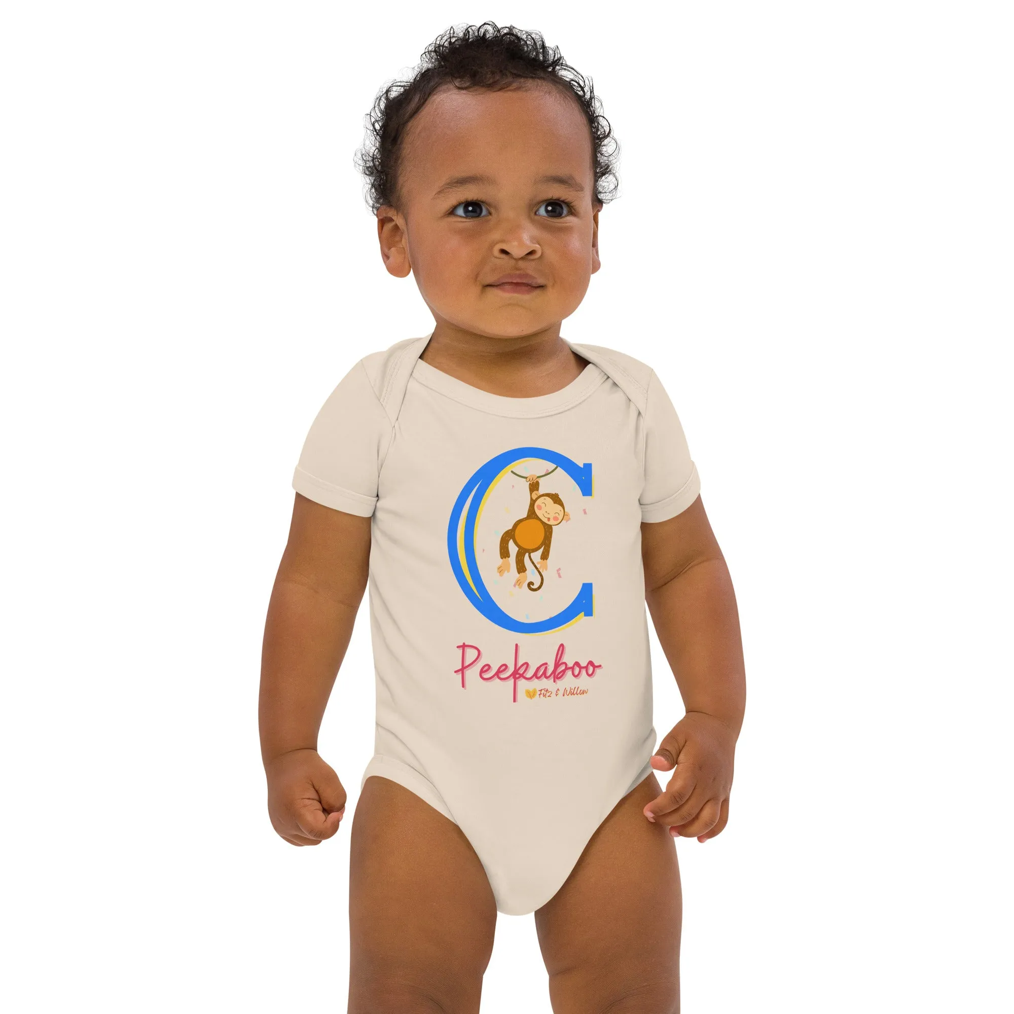 Organic cotton baby bodysuit, Letter C - Fitz & Willow