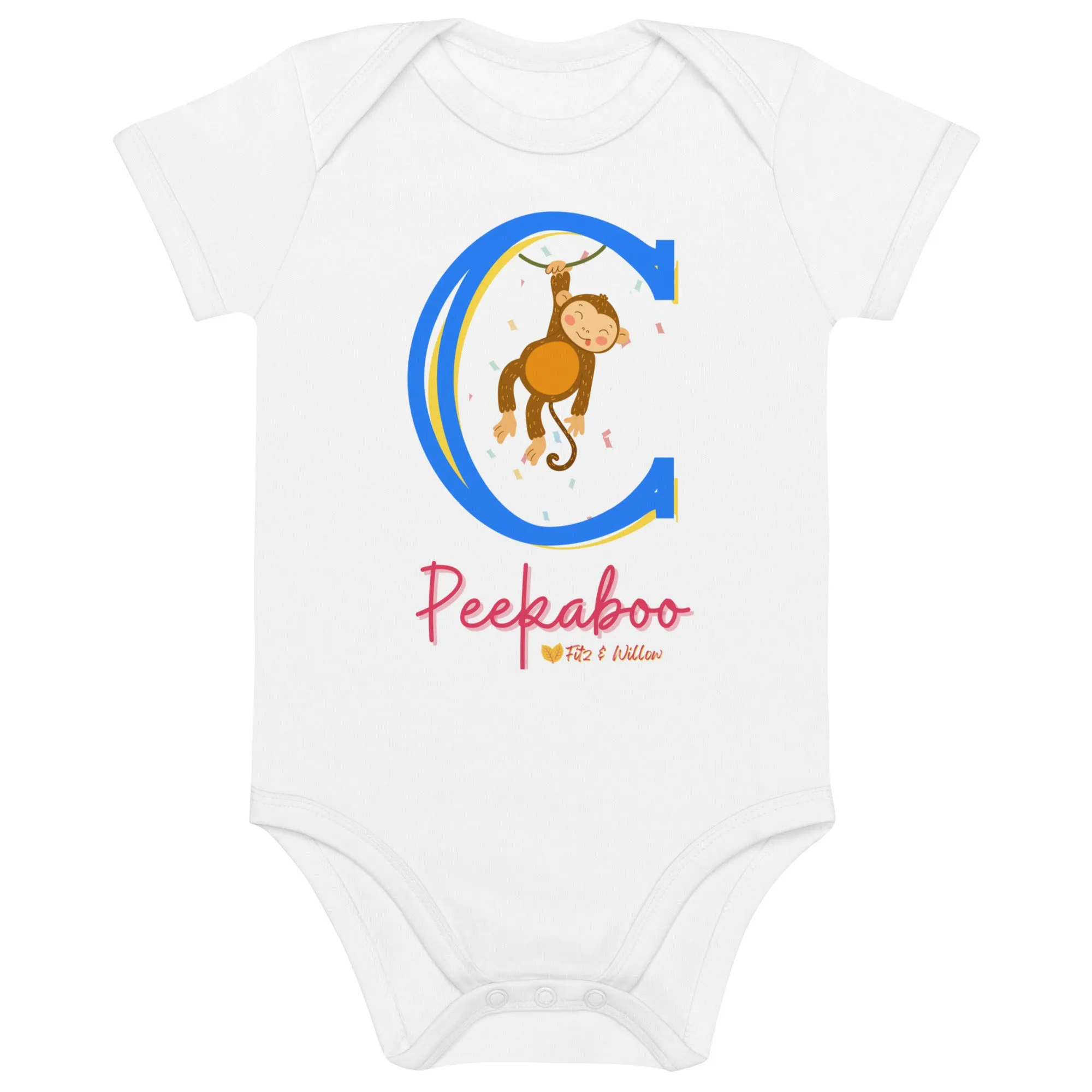 Organic cotton baby bodysuit, Letter C - Fitz & Willow