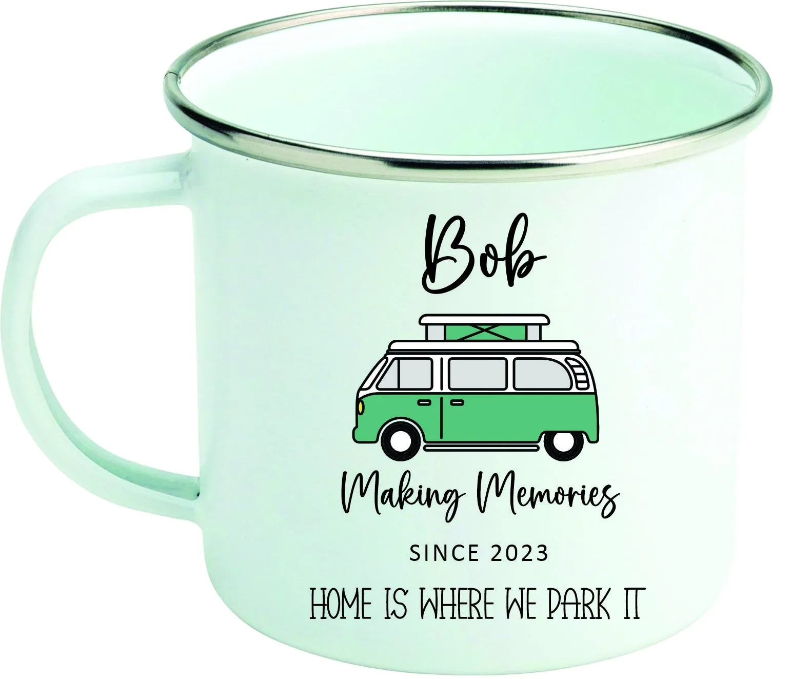 Personalised Campervan Mugs, Campervan Enamel Mug, Family Campervan mugs - Camping - Travel Mugs