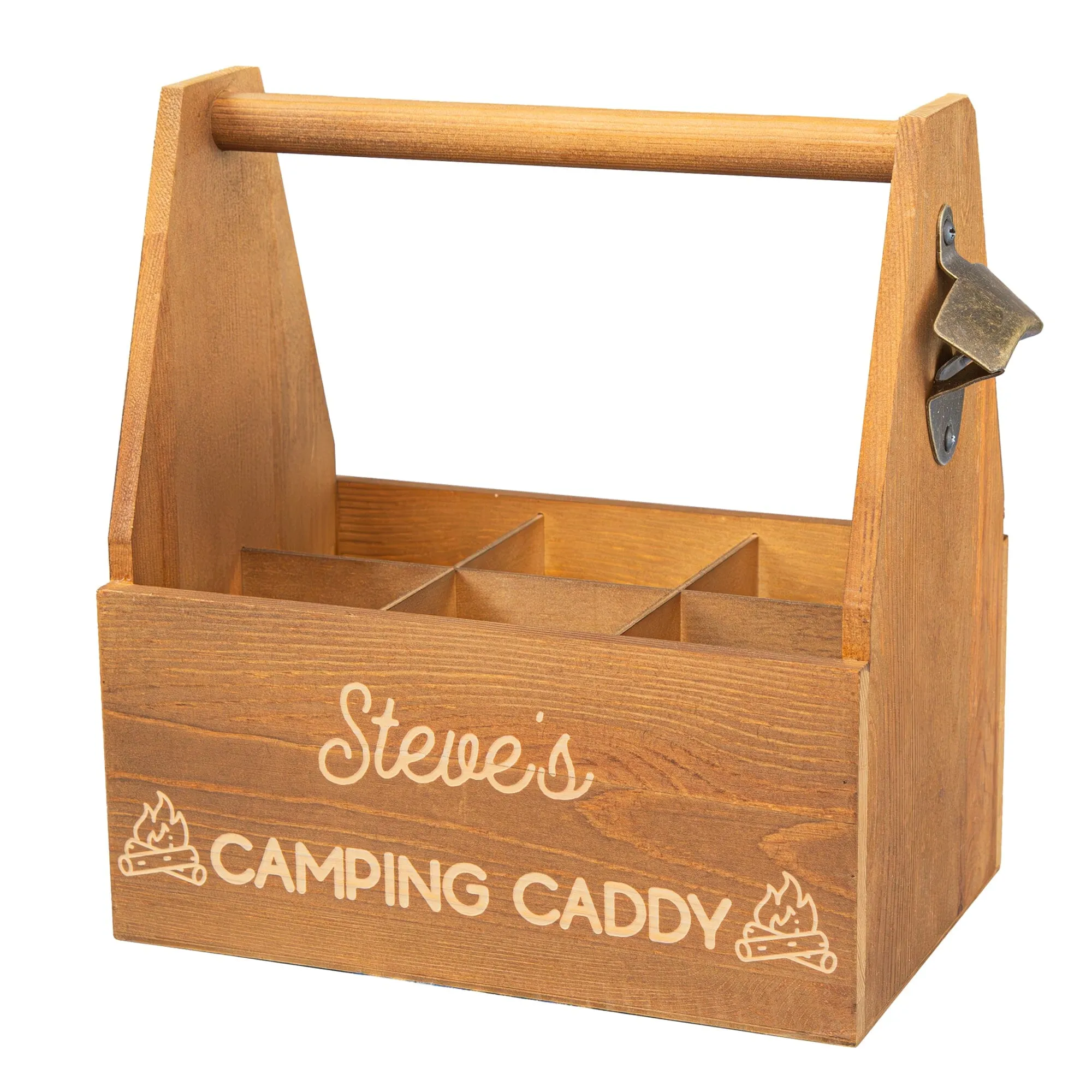 Personalised Camping Wooden Caddy with Bottle Opener