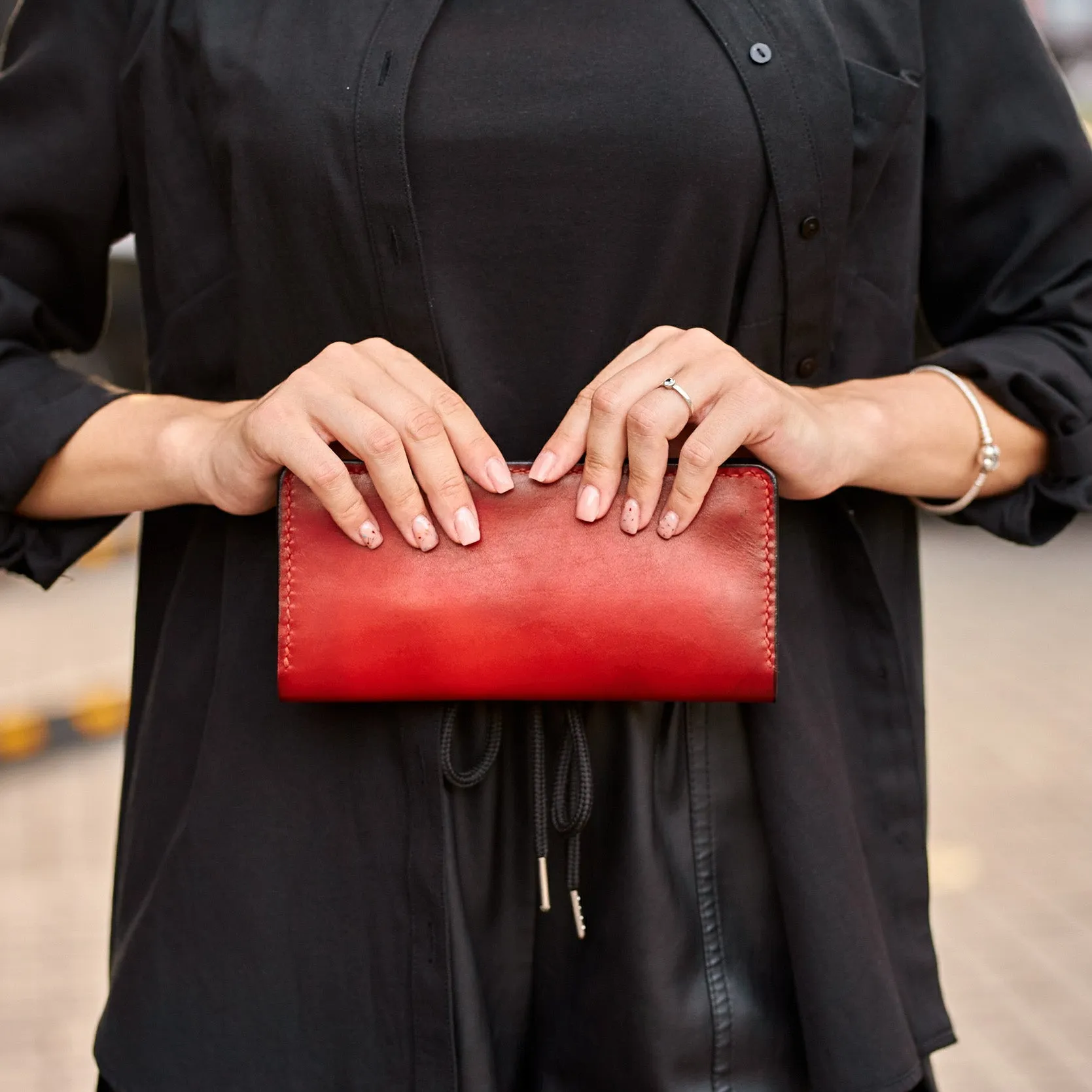 Personalized Long leather wallet, Full grain leather Leather Red wallet , Wallet for Her or Him, Womens wallet, For banknotes