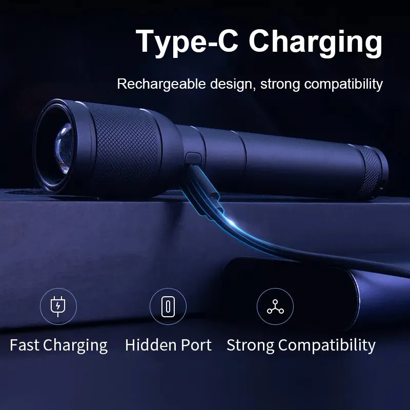 Philips SFL6168 Zoom Flashlight with USB Charging 18650 Battery Portable Flashlights Rechargeable Lamp for Self Defense Camping