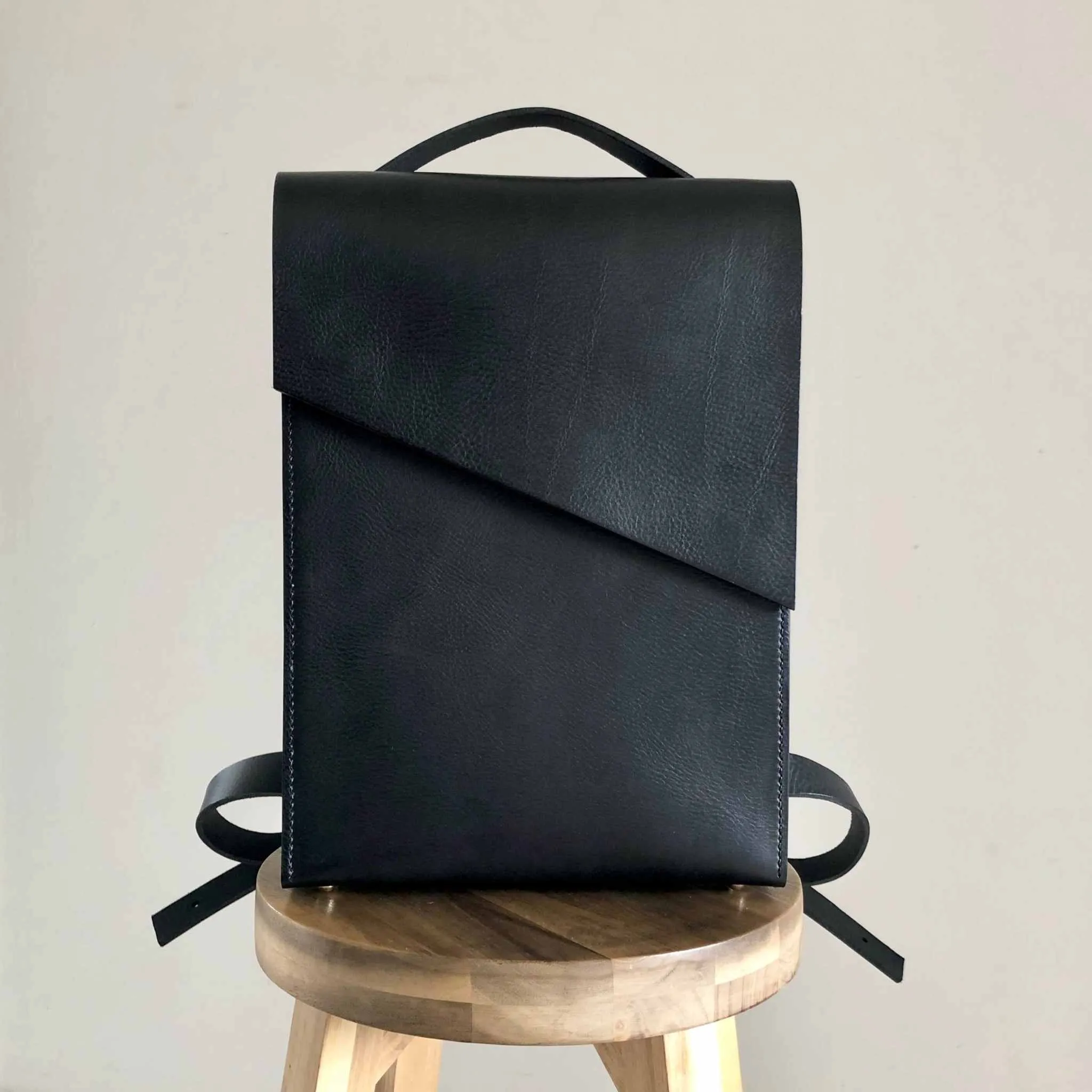 Pioneer Black Leather Backpack