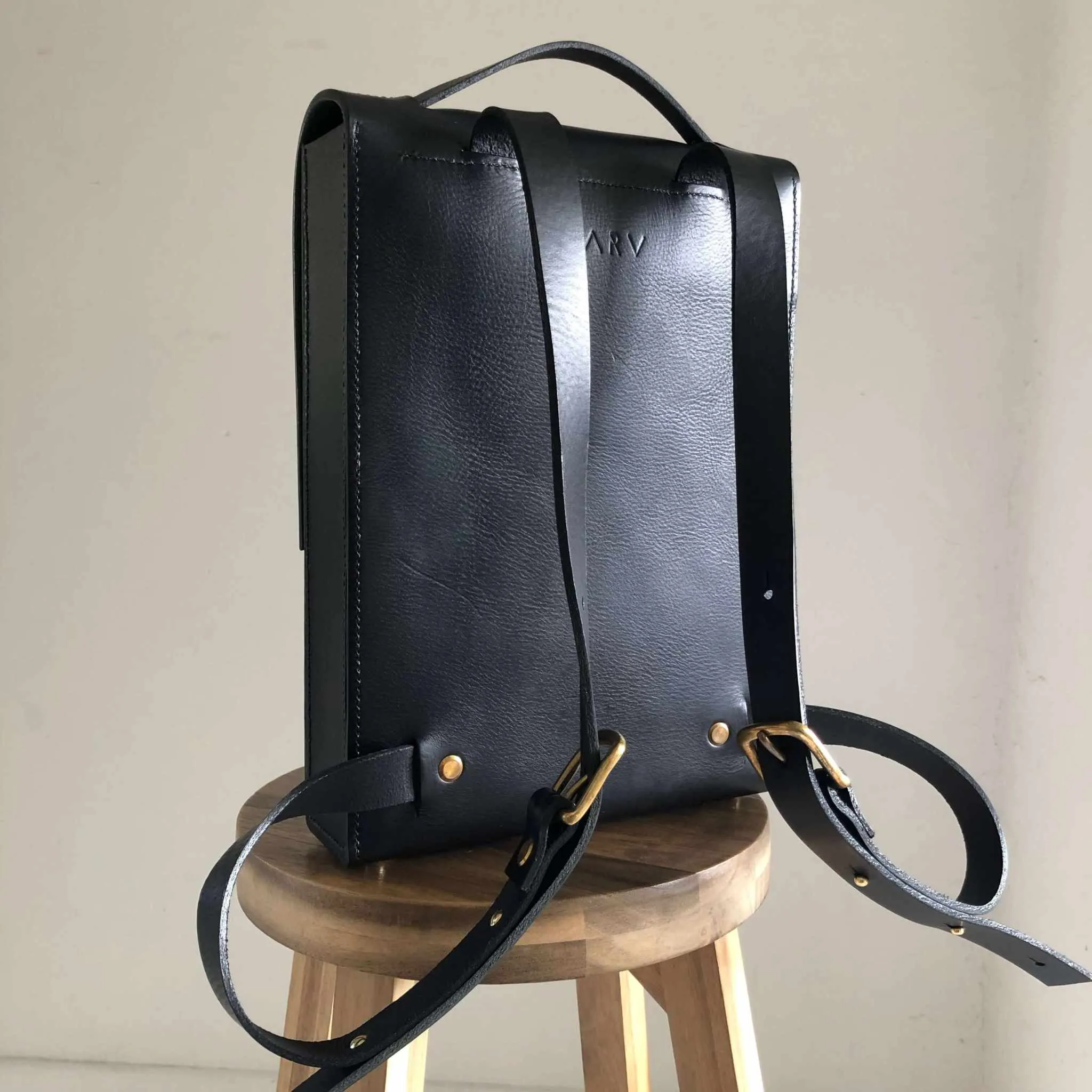 Pioneer Black Leather Backpack