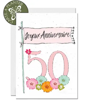 Plantable Birthday Card - 50th - Flower Bouquet