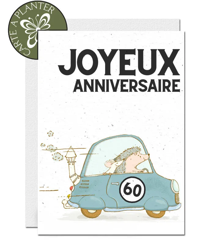 Plantable Birthday Card - 60th - Car