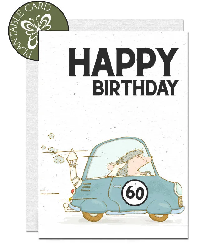 Plantable Birthday Card - 60th - Car