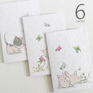 Plantable Blank Cards, Set of 6 - Kittens